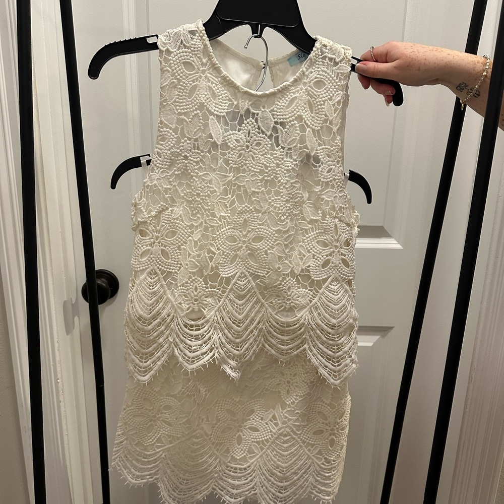 She + Sky Ivory Crochet Dress